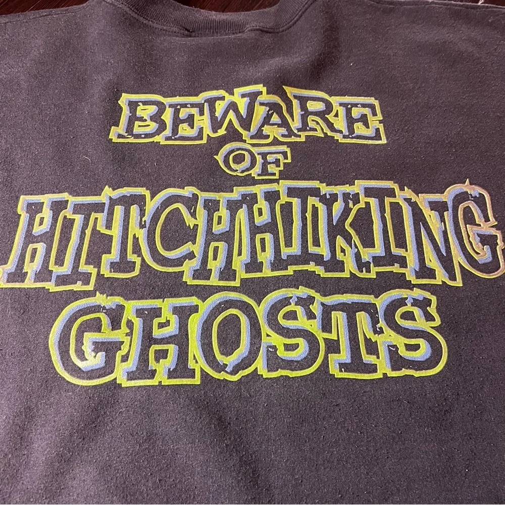 Disney Haunted Mansion Vintage RARE Crewneck Sweater - Black Large Glow in Dark - Picture 9 of 12